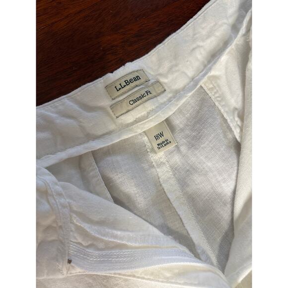 L.L. Bean Womens Linen Pants 18 Classic Cropped White Beachy Coastal Lagenlook - Picture 3 of 7